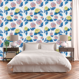 Floral Wallpaper with Blue...