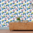 Floral Wallpaper with Blue and Yellow Roses