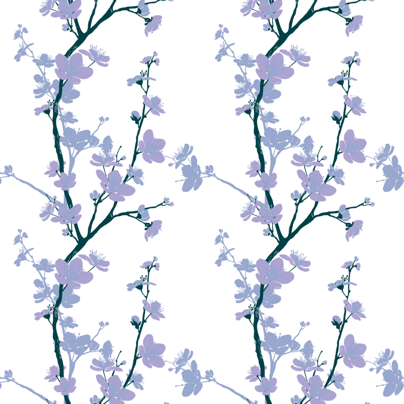 Floral Lilac Ribbon Wallpaper