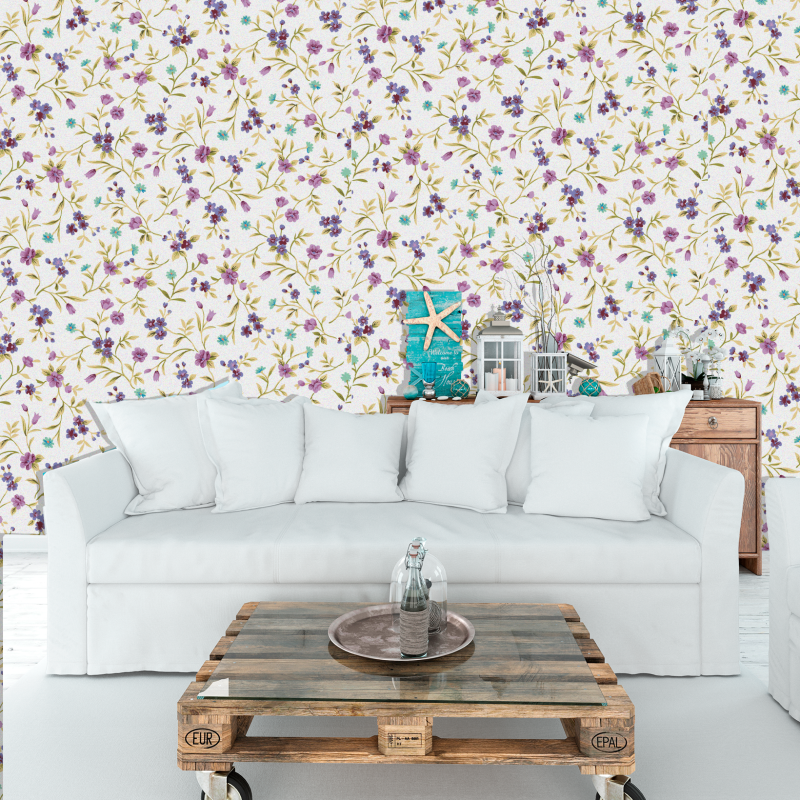 Delicate Lilac Floral Wallpaper