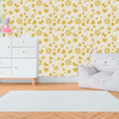 Papier peint floral jaune