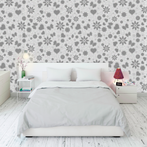 Papel Pintado Floral Gris...