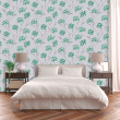Floral Wallpaper White and Watercolor Green
