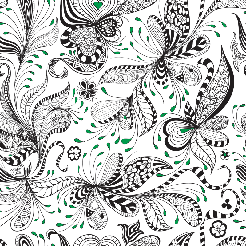 Abstract Green Floral Wallpaper