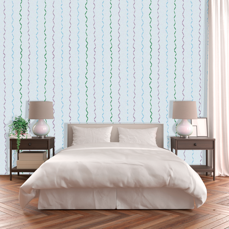 Blue Vertical Striped Wallpaper