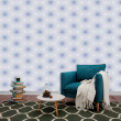 Blue Geometric Floral Wallpaper