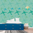 Green Airplane Children's Wallpaper