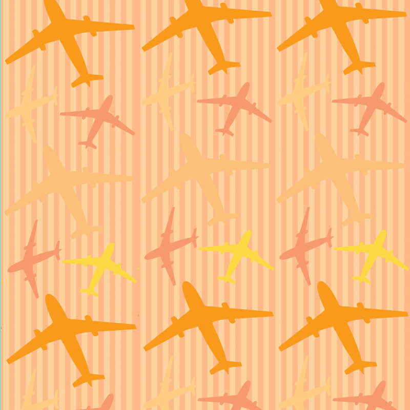 Children's Wallpaper with Orange Airplanes