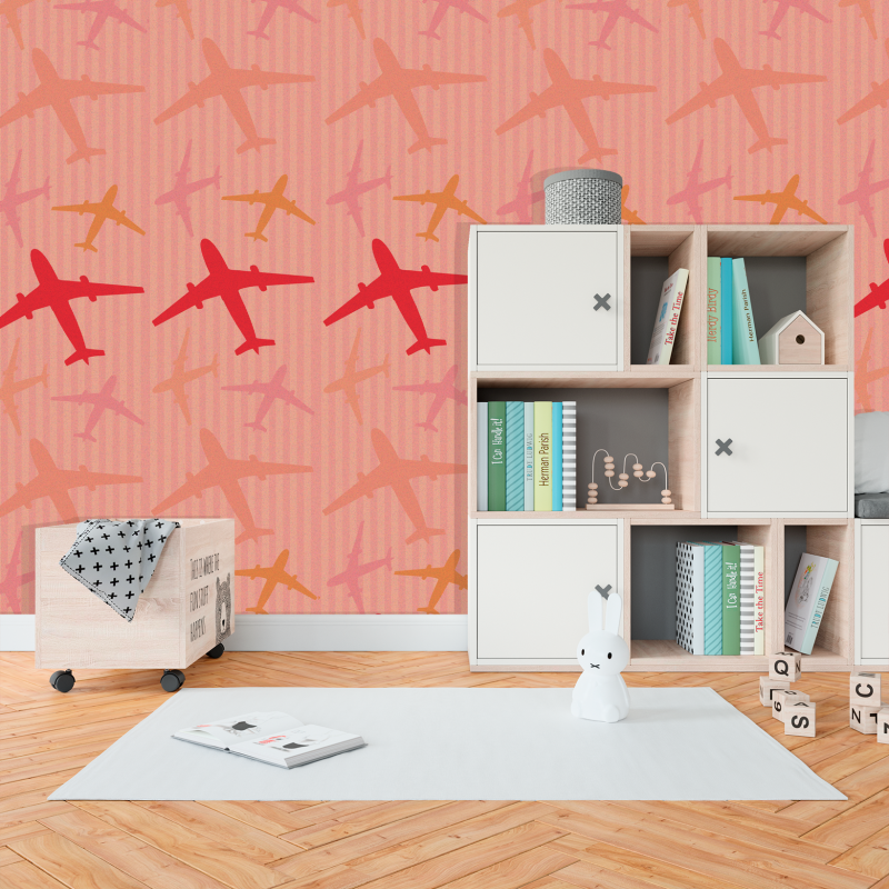 Children's Wallpaper Red Airplanes