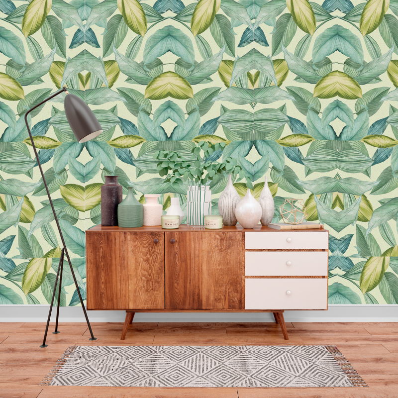 Floral Tropical Leaves Wallpaper