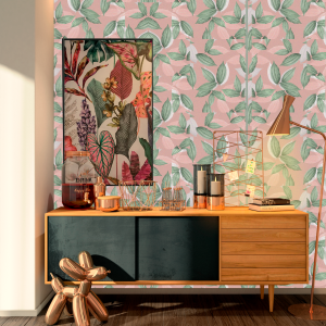 Pink Tropical Floral Wallpaper