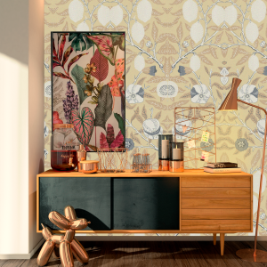 Floral Wallpaper Orange Seed