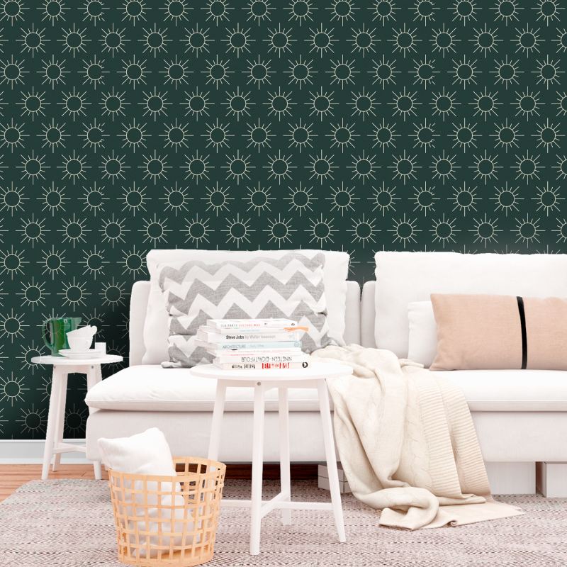 Geometric Sun Green Wallpaper