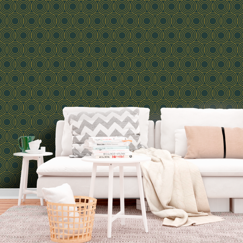 Papier peint géométrique cercles vert