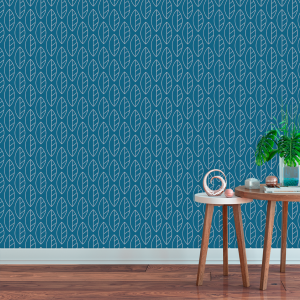 Geometric Blue Leaf Wallpaper
