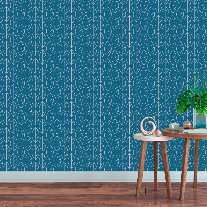Geometric Blue Leaf Wallpaper
