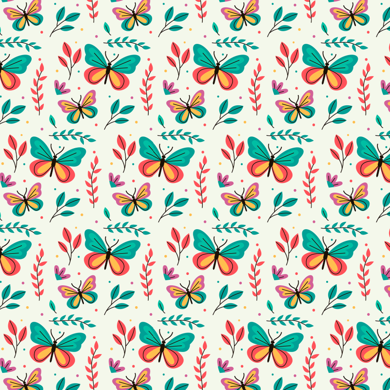 Childish Multicoloured Butterfly Wallpaper