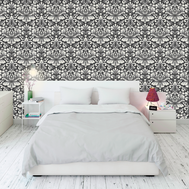 Papier peint victorien noir et blanc