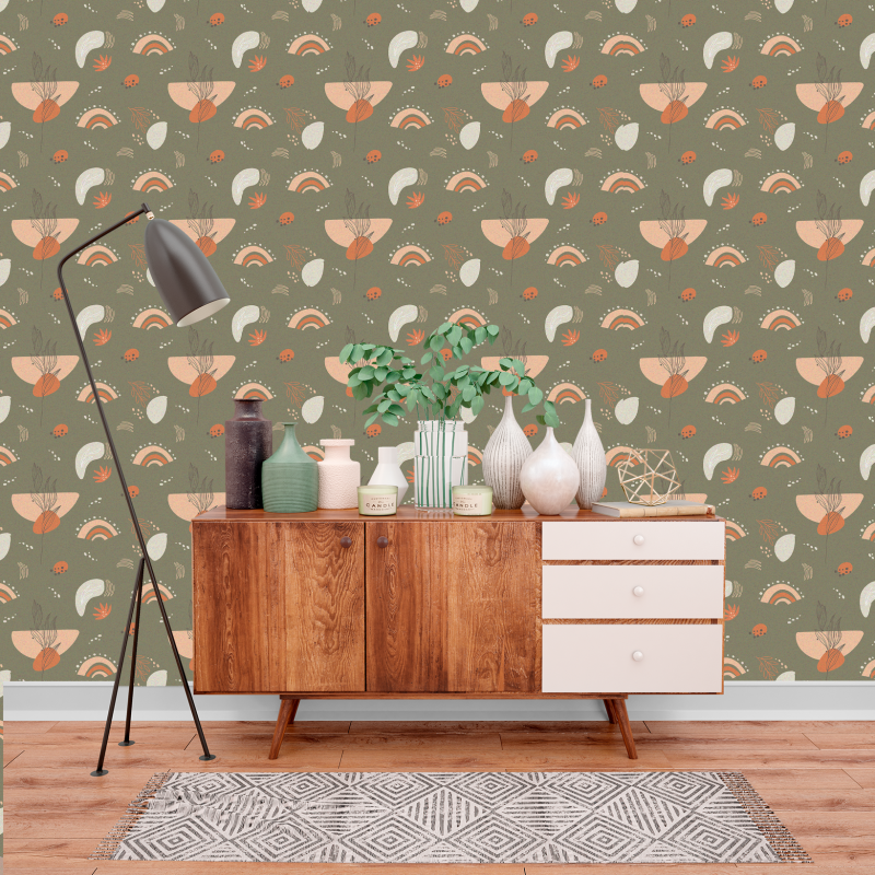 Geometric Bohemian Blue Wallpaper