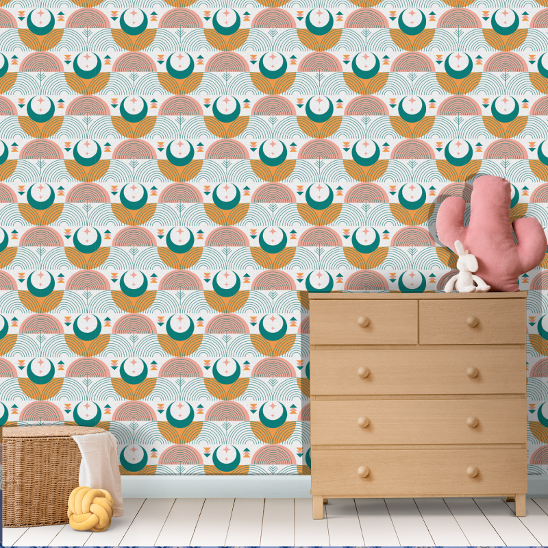 Youthful Boho Multicolored Large Wallpaper