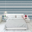Blue Bohemian Striped Wallpaper