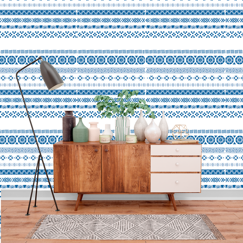 Papel pintado Rayas Griegas Azules