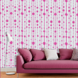 Papier peint à rayures verticales rose