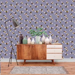 Tier Tapete Lila Kleine Bienen