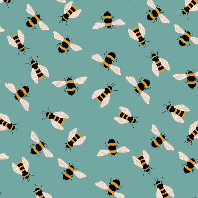 Papier peint animal abeilles bleues