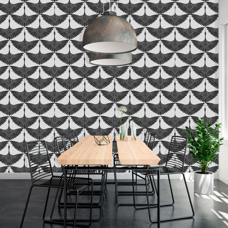 Papier peint animal Mouettes NB