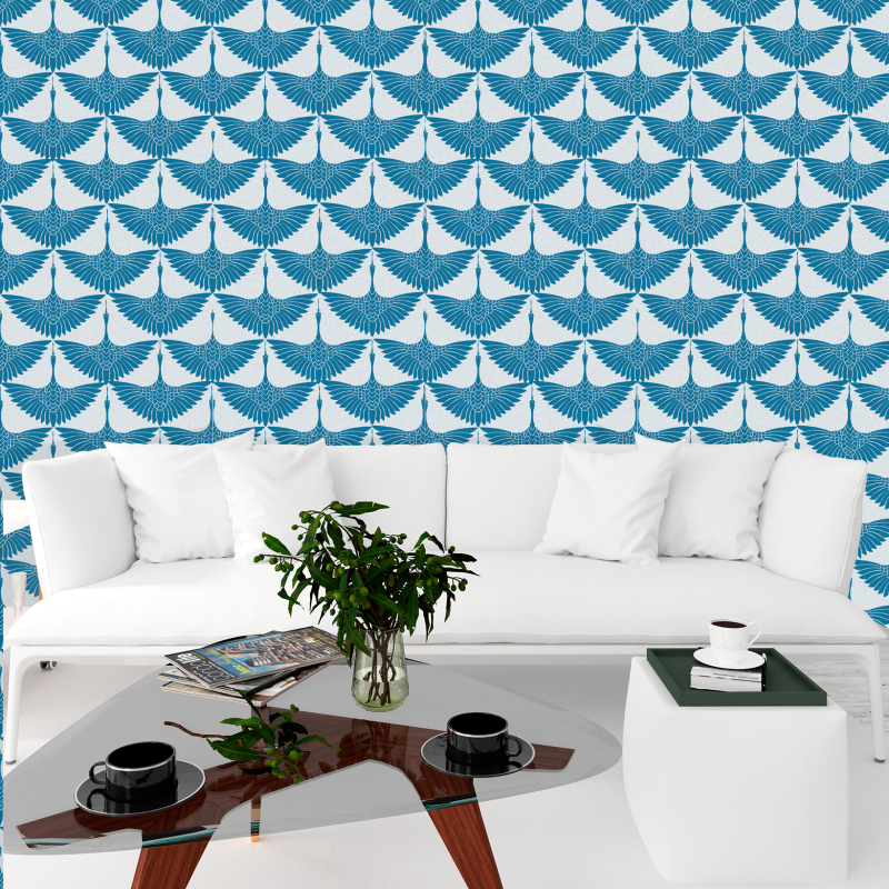 Papel Pintado Animal Gaviotas Azul