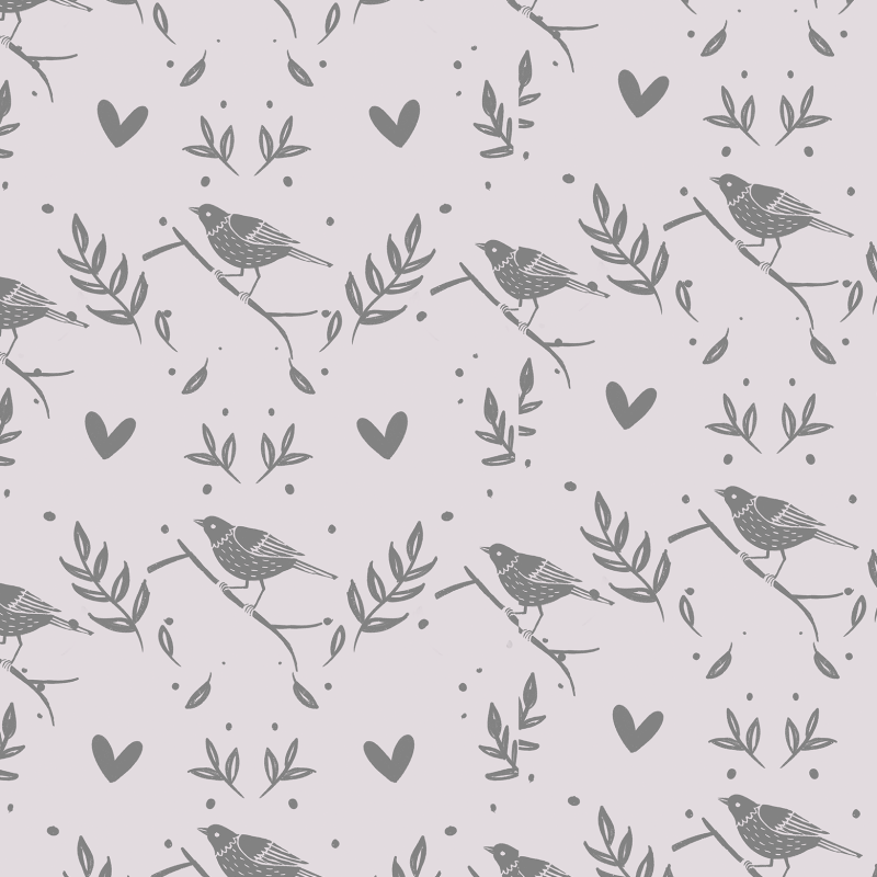 Papier peint avec des oiseaux animaux gris