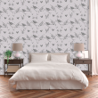 Wallpaper with Animal Birds Grey