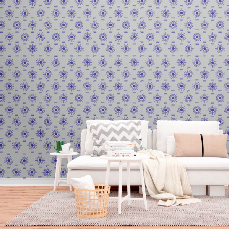 Geometric Sun Blue Wallpaper