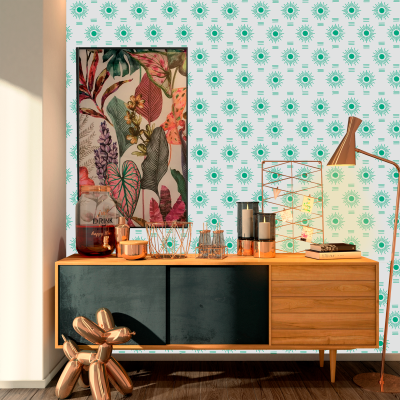 Papel Pintado Geométrico Sol Verde