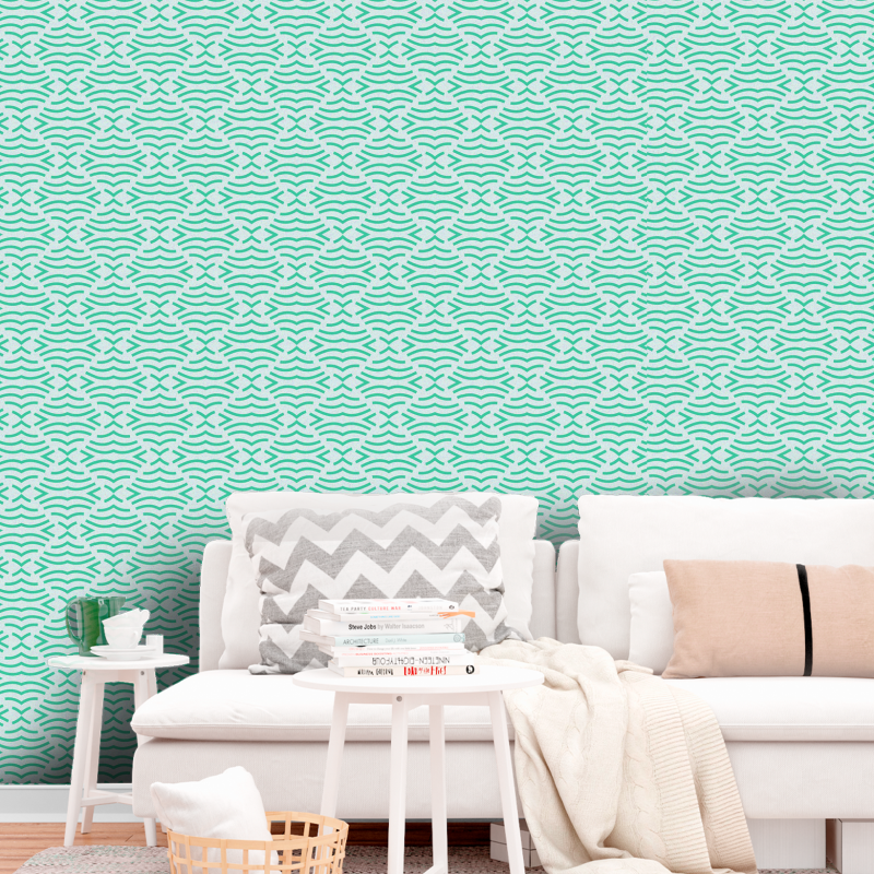 Geometric Curves Green Wallpaperr