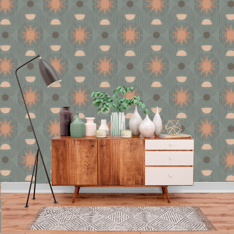 Geometric Boho Green Wallpaper