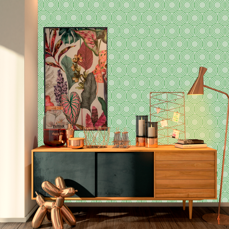 Geometric Green Circles Wallpaper