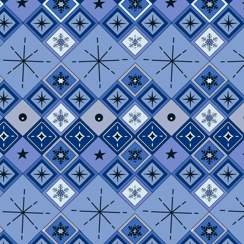 Wallpaper Tiles Dark Blue Snow