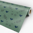 Victorian Wallpaper Hearts Green and Blue