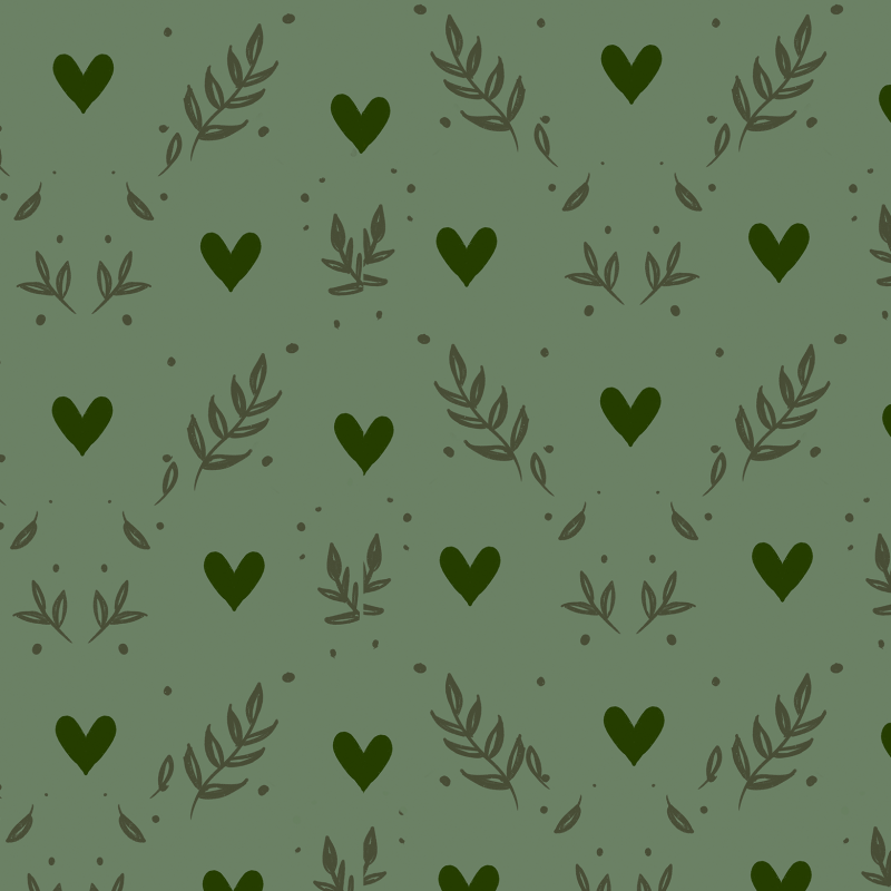 Victorian Wallpaper Green Hearts