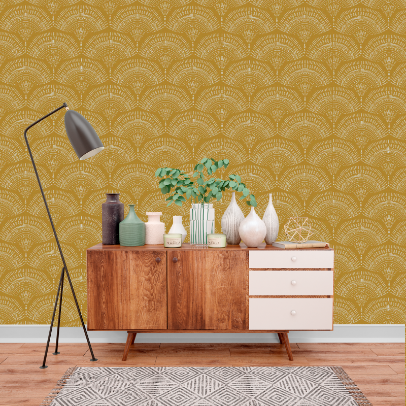 Victorian Boho Mustard Wallpaper