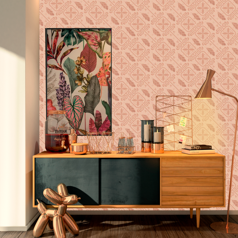 Papier peint Jeune Plumes Orange