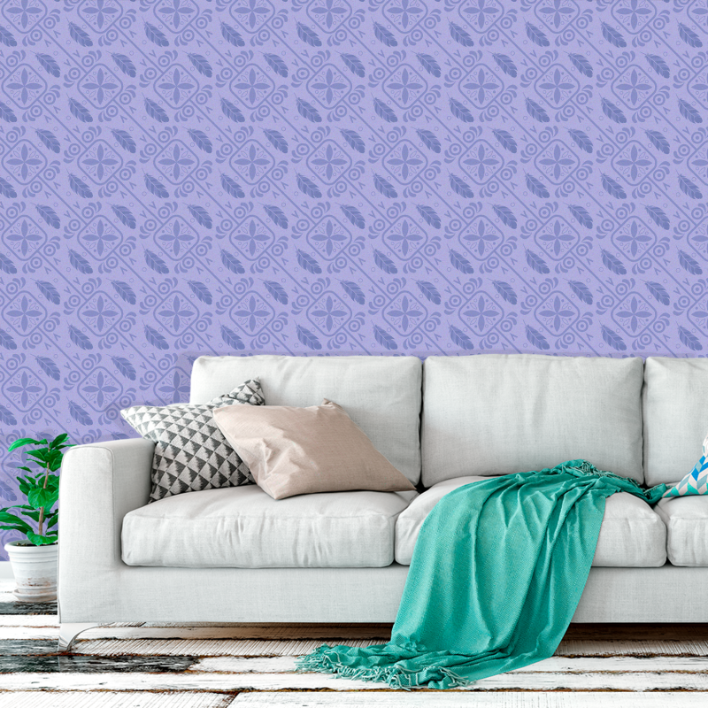 Papel pintado Juvenil Plumas Lila