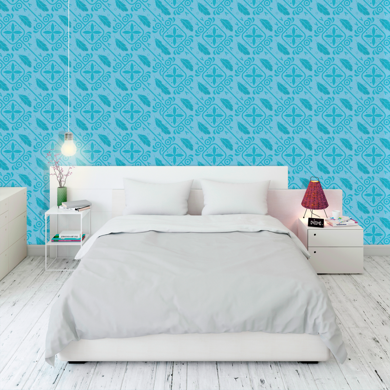 Papel pintado Juvenil Plumas Azul