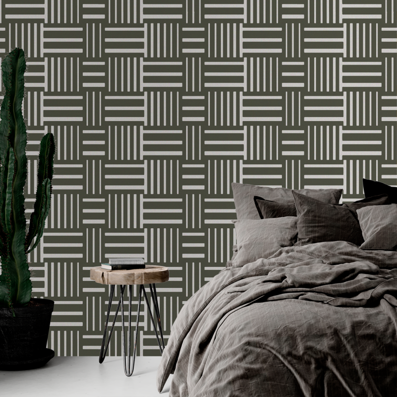 Papel Pintado Azulejos Geométrico Verde