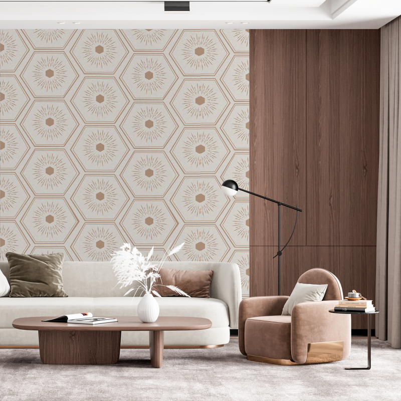 Geometrische Beige Fliesen Tapete