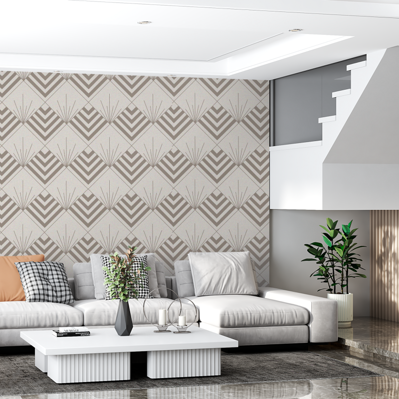 Geometric Diamond Beige Wallpaper