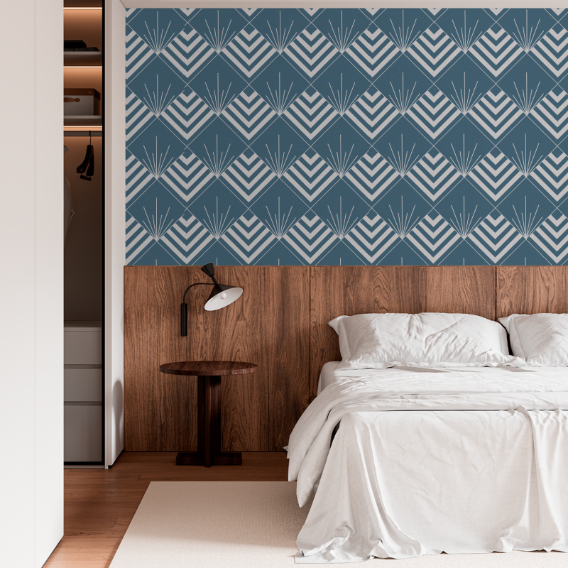 Papel Pintado Geométrico Rombos Azules