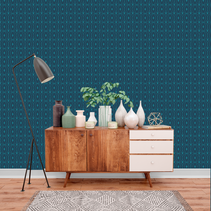 Papel Pintado Geométrico Círculos Azules